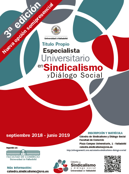 Nota informativa Título de Especialista Universitario en Sindicalismo y Diálogo Social, curso 2018-19