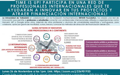 Programa de Mentorado Internacional IMFAHE. Lunes 26 Noviembre