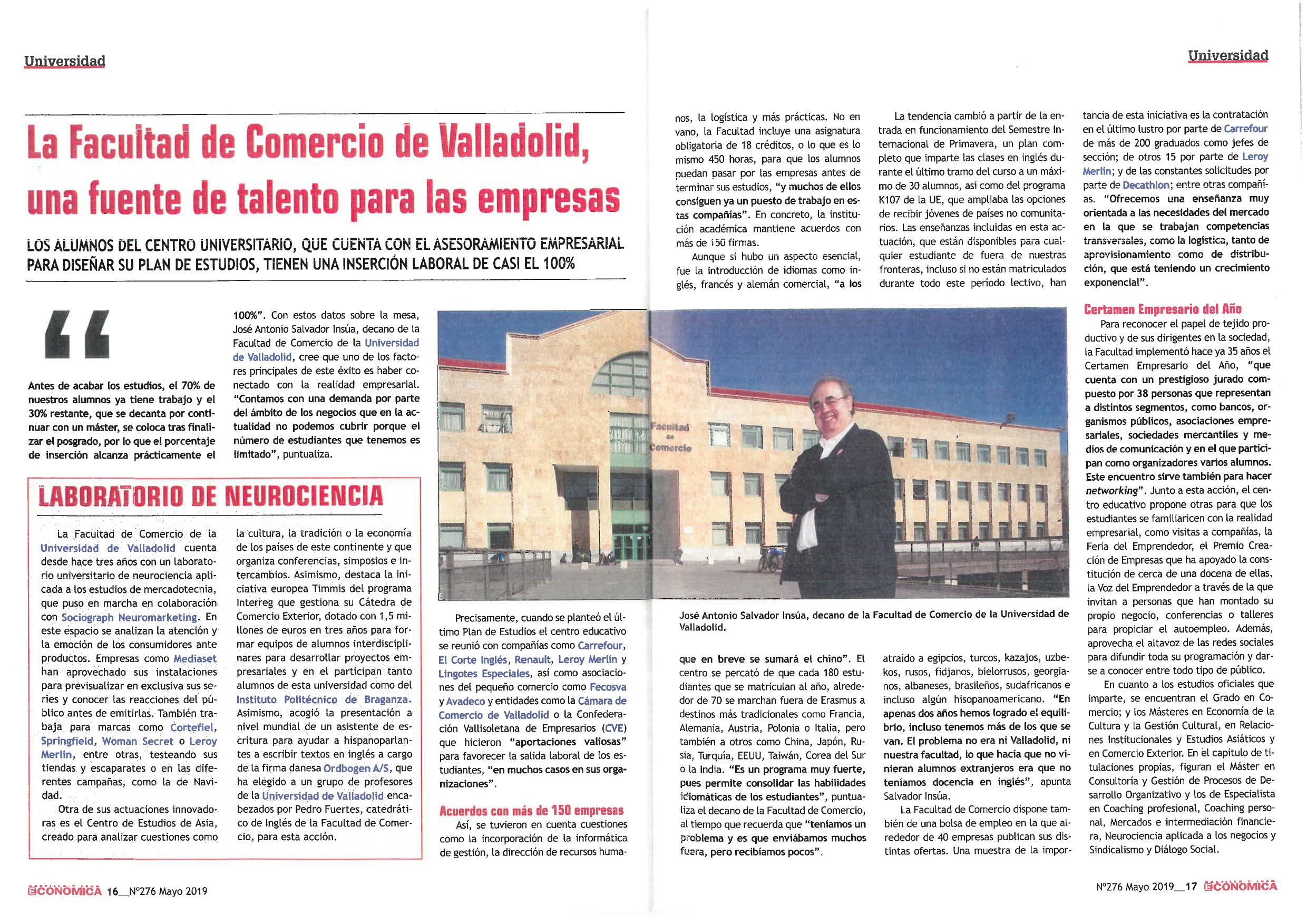 Facultad de Comercio de Valladolid, una fuente de talento para las empresas