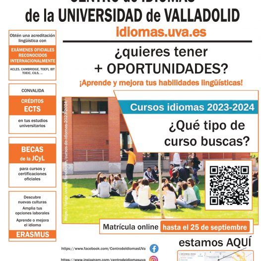 Oferta cursos del Centro de Idiomas de la UVa 2023-24