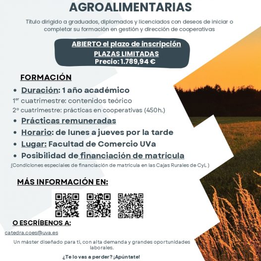 Novedad: Máster de formación permanente en Dirección y Gestión de Cooperativas Agroalimentarias