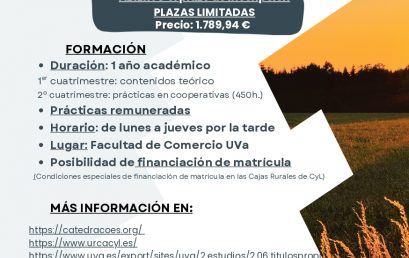 Novedad: Máster de formación permanente en Dirección y Gestión de Cooperativas Agroalimentarias